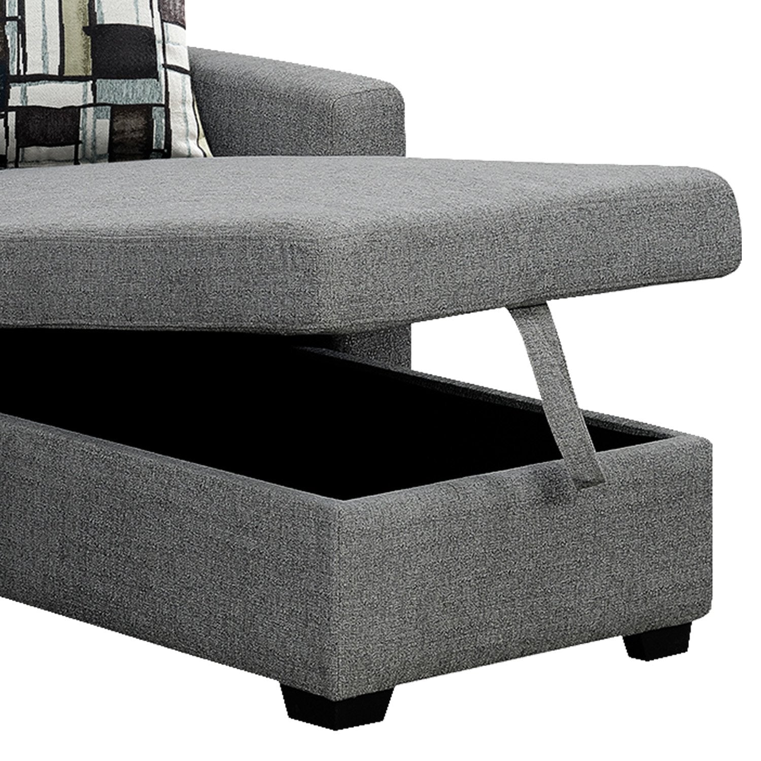 Arm Chairs & Recliners: Sarantino Fontana Pullout Sofa Bed with Storage Chaise Lounge - Grey