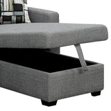 Arm Chairs & Recliners: Sarantino Fontana Pullout Sofa Bed with Storage Chaise Lounge - Grey