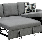 Arm Chairs & Recliners: Sarantino Fontana Pullout Sofa Bed with Storage Chaise Lounge - Grey