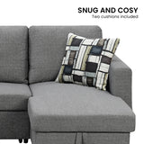 Arm Chairs & Recliners: Sarantino Fontana Pullout Sofa Bed with Storage Chaise Lounge - Grey