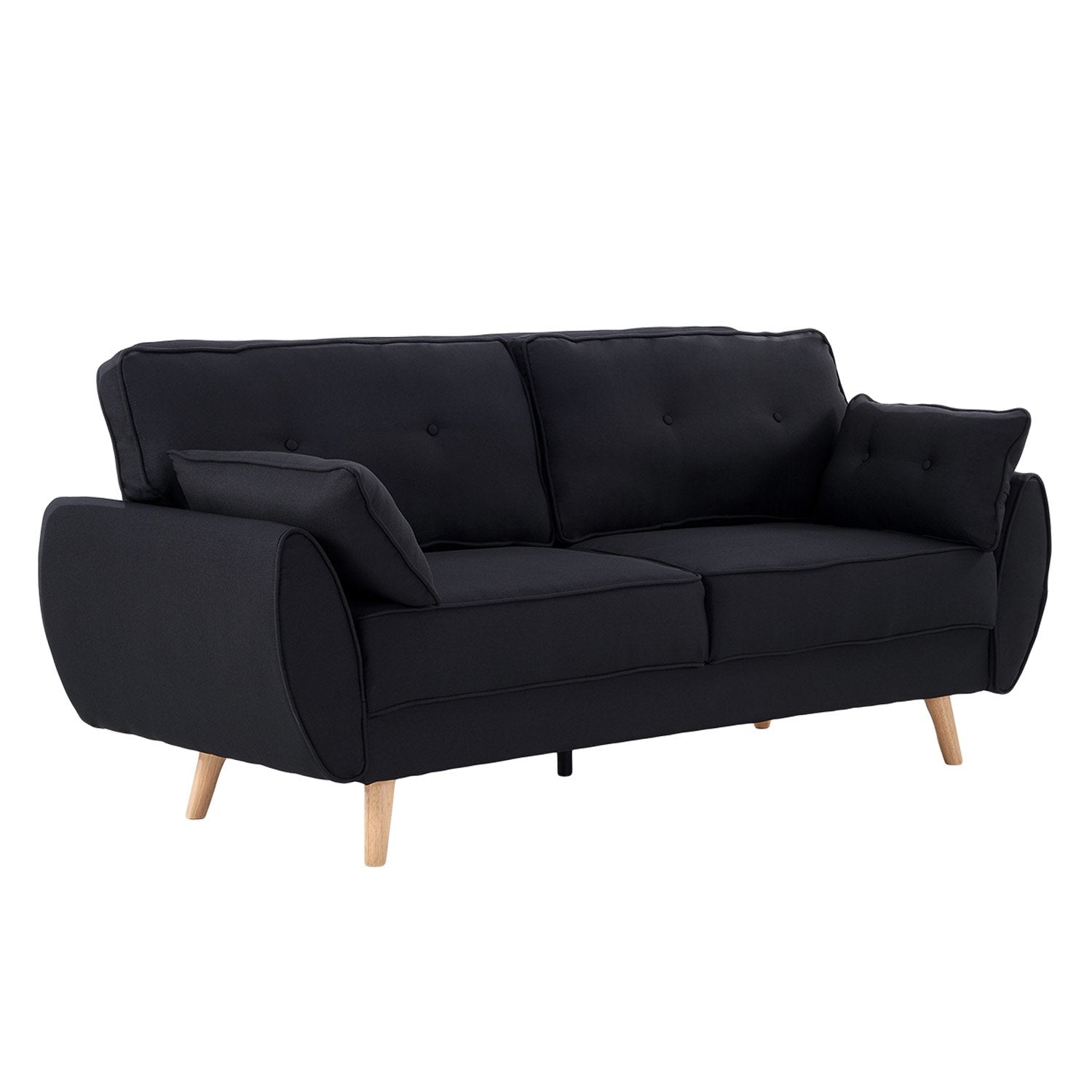 Sofas & Sofa Beds: Sarantino 3 Seater Modular Linen Fabric Sofa Bed Couch Futon Suite - Black