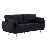 Sofas & Sofa Beds: Sarantino 3 Seater Modular Linen Fabric Sofa Bed Couch Futon Suite - Black