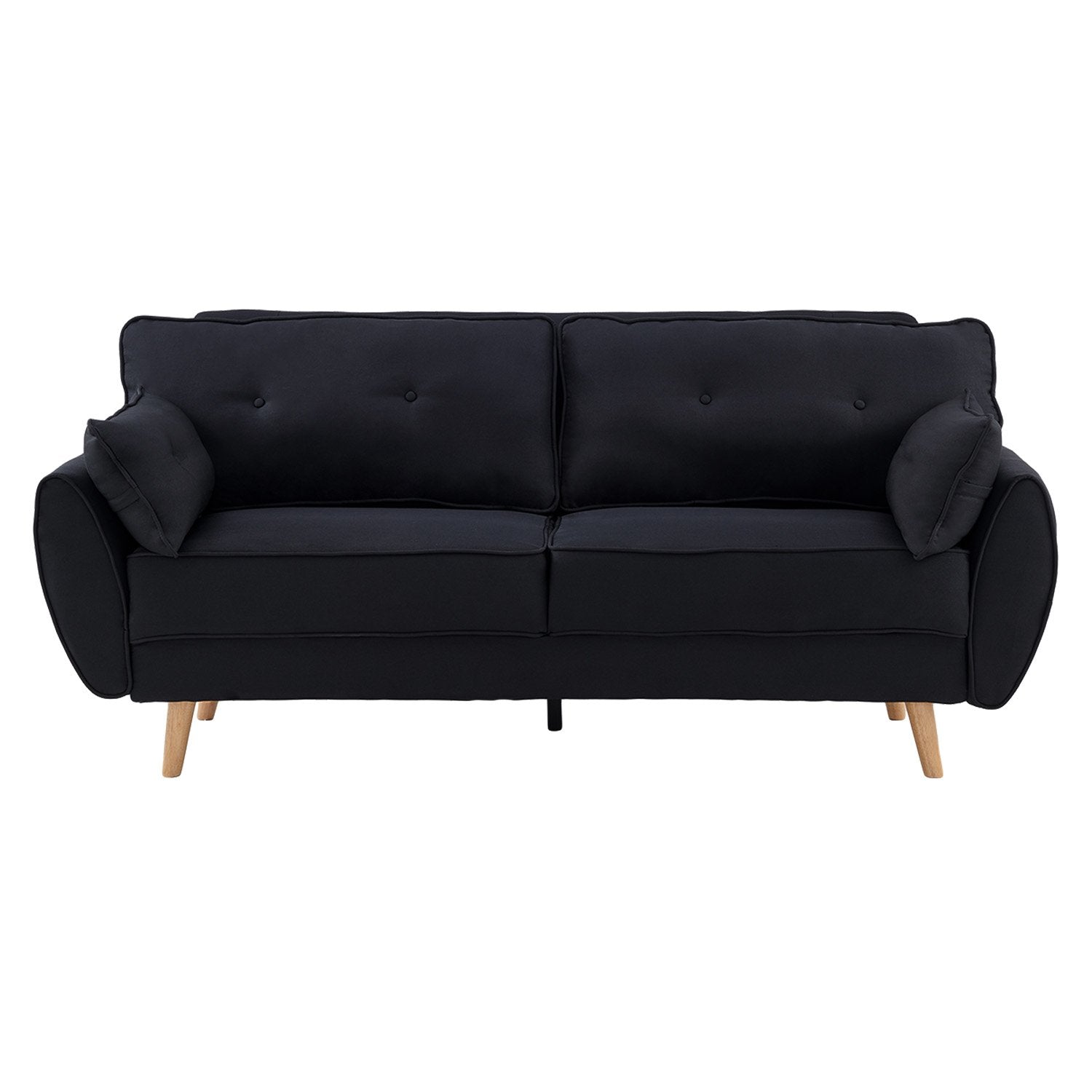 Sofas & Sofa Beds: Sarantino 3 Seater Modular Linen Fabric Sofa Bed Couch Futon Suite - Black