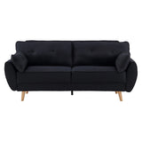 Sofas & Sofa Beds: Sarantino 3 Seater Modular Linen Fabric Sofa Bed Couch Futon Suite - Black