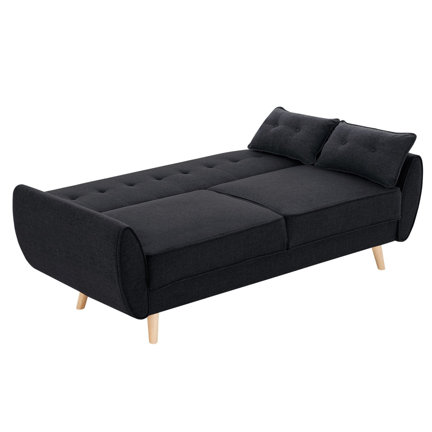 Sofas & Sofa Beds: Sarantino 3 Seater Modular Linen Fabric Sofa Bed Couch Futon Suite - Black