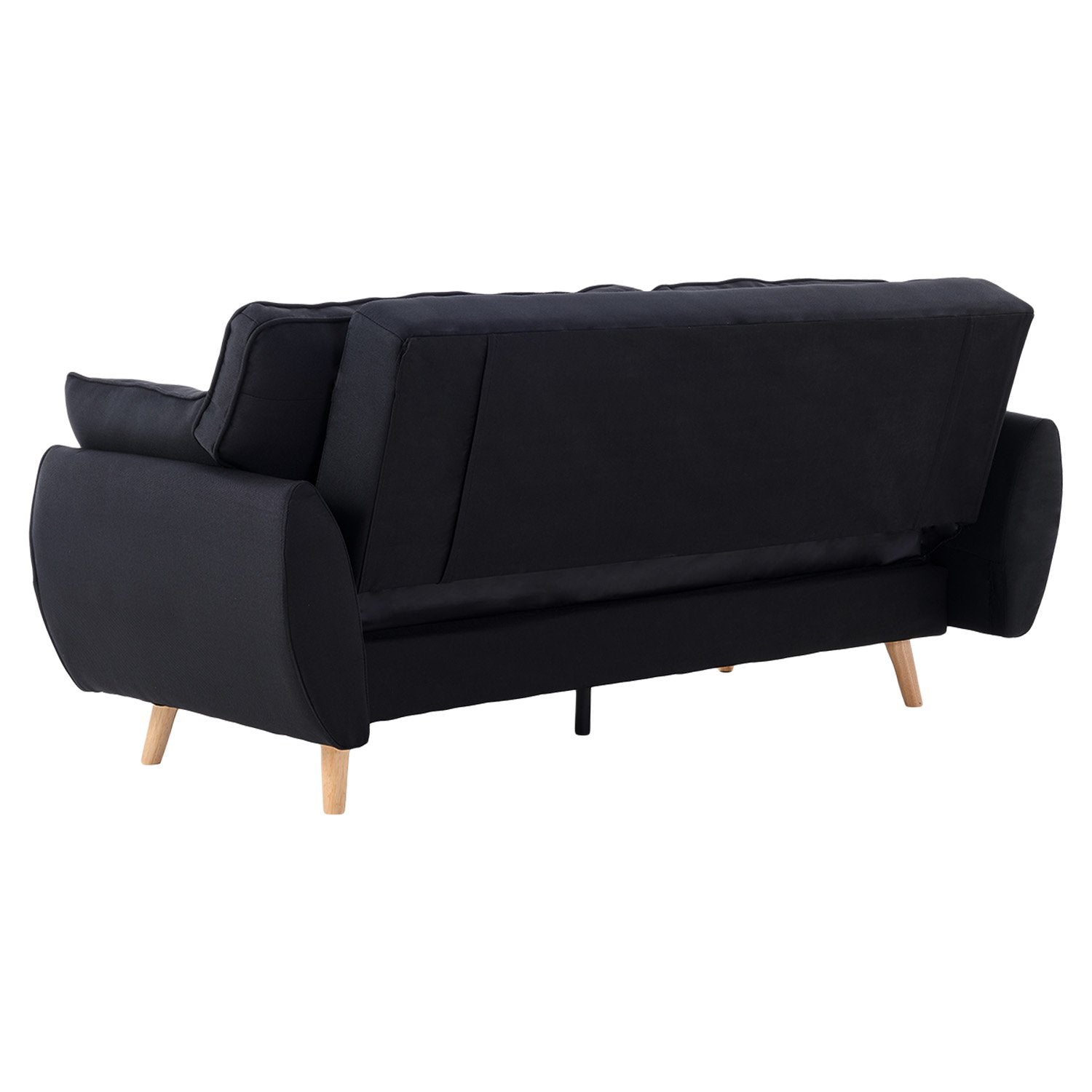 Sofas & Sofa Beds: Sarantino 3 Seater Modular Linen Fabric Sofa Bed Couch Futon Suite - Black