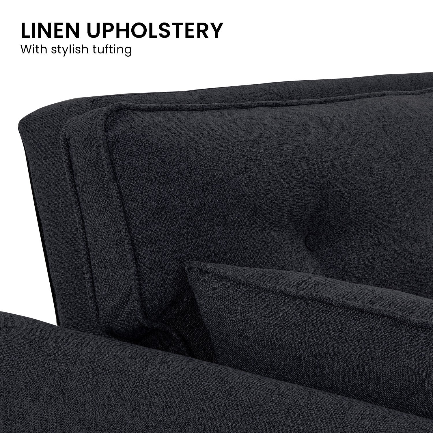 Sofas & Sofa Beds: Sarantino 3 Seater Modular Linen Fabric Sofa Bed Couch Futon Suite - Black