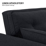 Sofas & Sofa Beds: Sarantino 3 Seater Modular Linen Fabric Sofa Bed Couch Futon Suite - Black