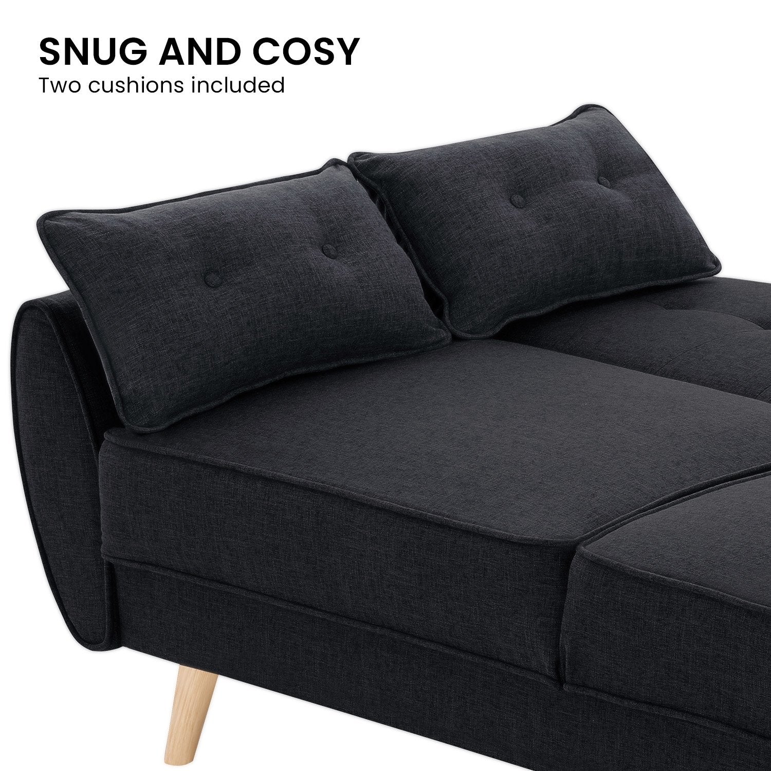 Sofas & Sofa Beds: Sarantino 3 Seater Modular Linen Fabric Sofa Bed Couch Futon Suite - Black