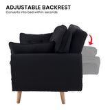 Sofas & Sofa Beds: Sarantino 3 Seater Modular Linen Fabric Sofa Bed Couch Futon Suite - Black