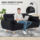 Sofas & Sofa Beds: Sarantino 3 Seater Modular Linen Fabric Sofa Bed Couch Futon Suite - Black