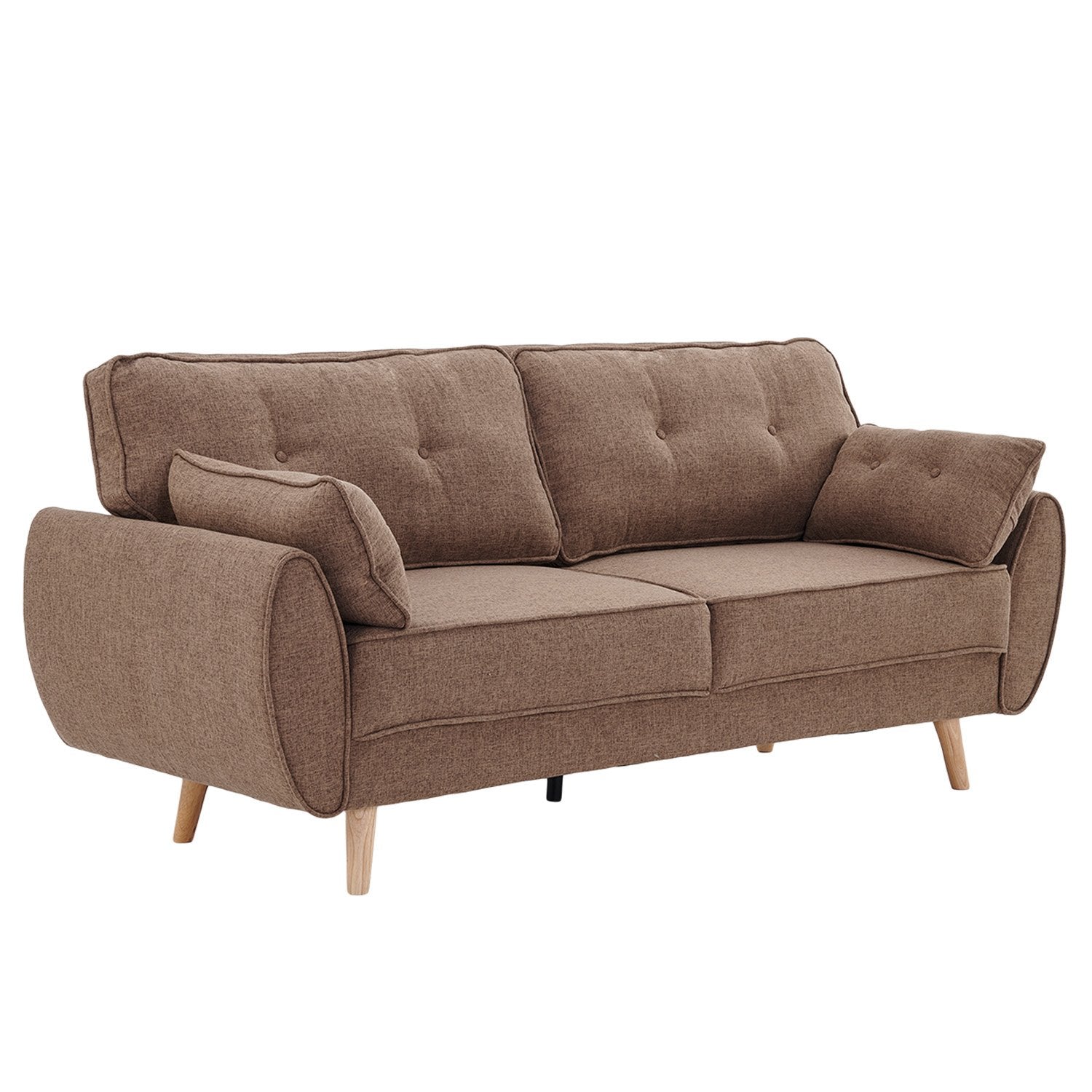 Sofas & Sofa Beds: Sarantino 3 Seater Modular Linen Fabric Sofa Bed Couch Futon Suite - Brown