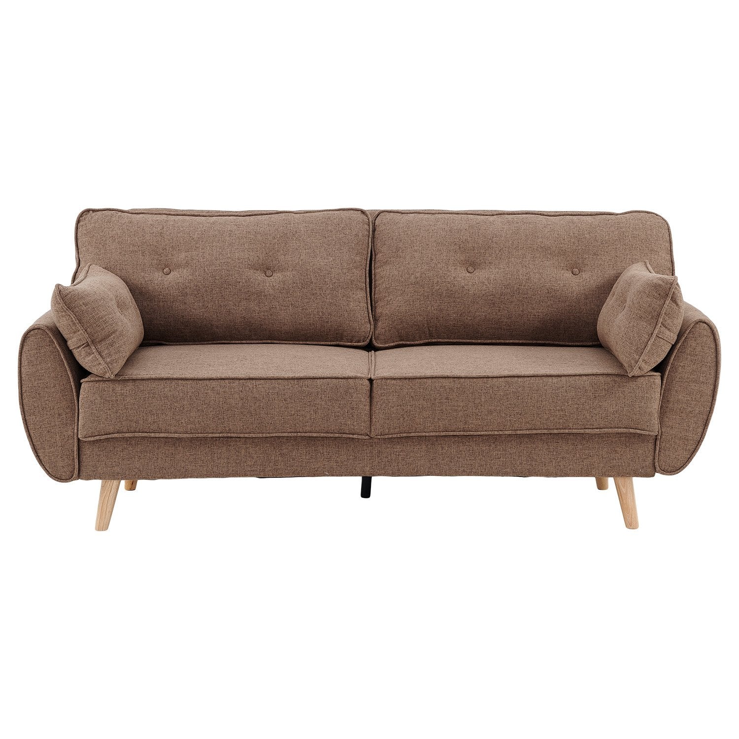 Sofas & Sofa Beds: Sarantino 3 Seater Modular Linen Fabric Sofa Bed Couch Futon Suite - Brown