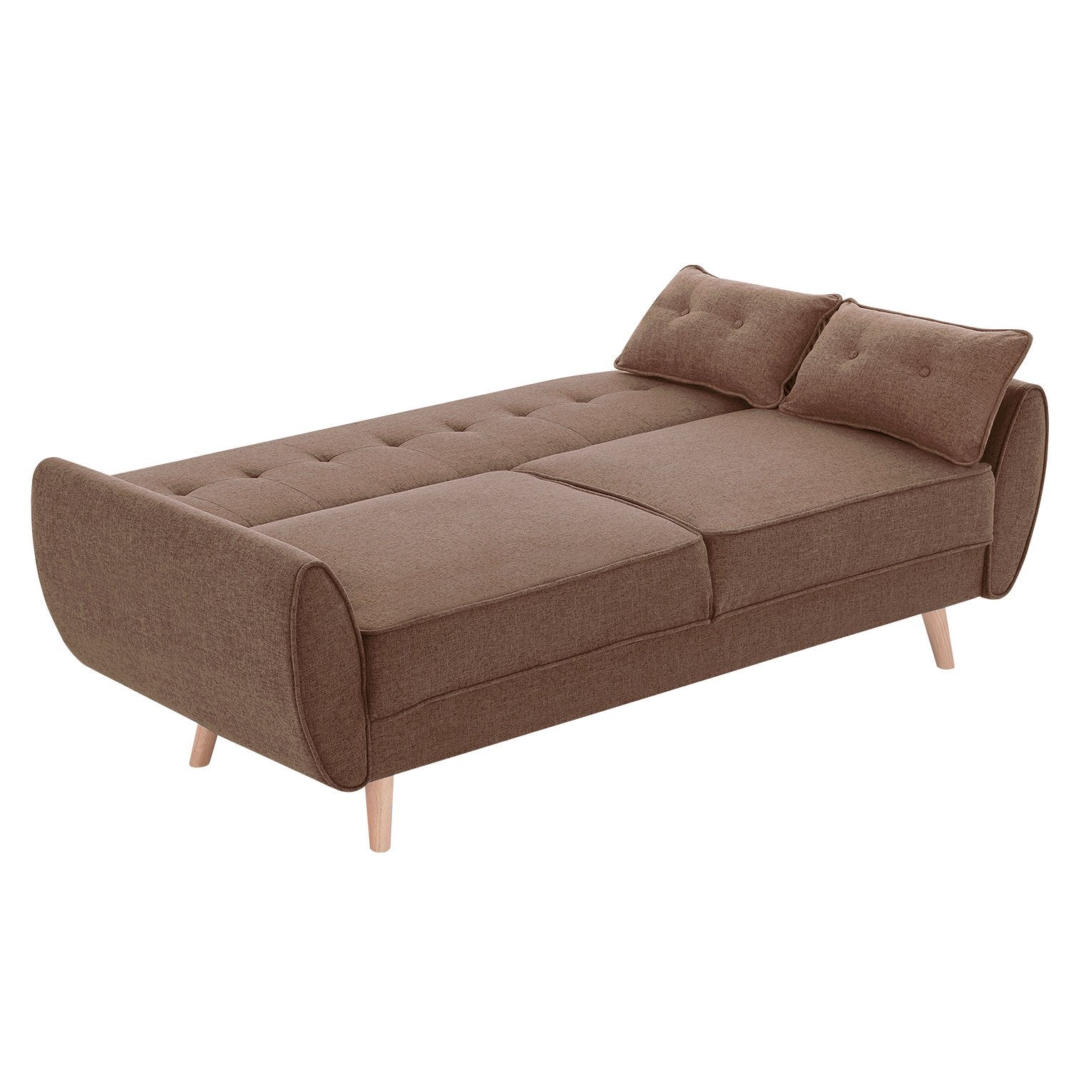Sofas & Sofa Beds: Sarantino 3 Seater Modular Linen Fabric Sofa Bed Couch Futon Suite - Brown
