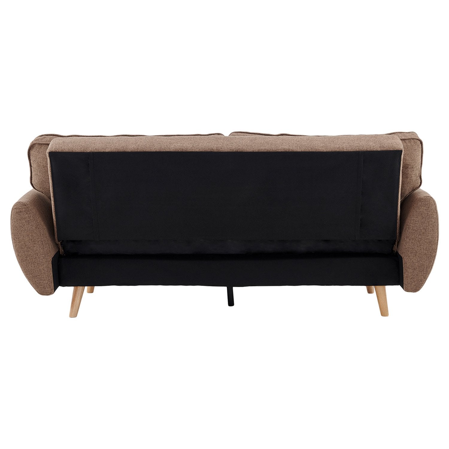 Sofas & Sofa Beds: Sarantino 3 Seater Modular Linen Fabric Sofa Bed Couch Futon Suite - Brown