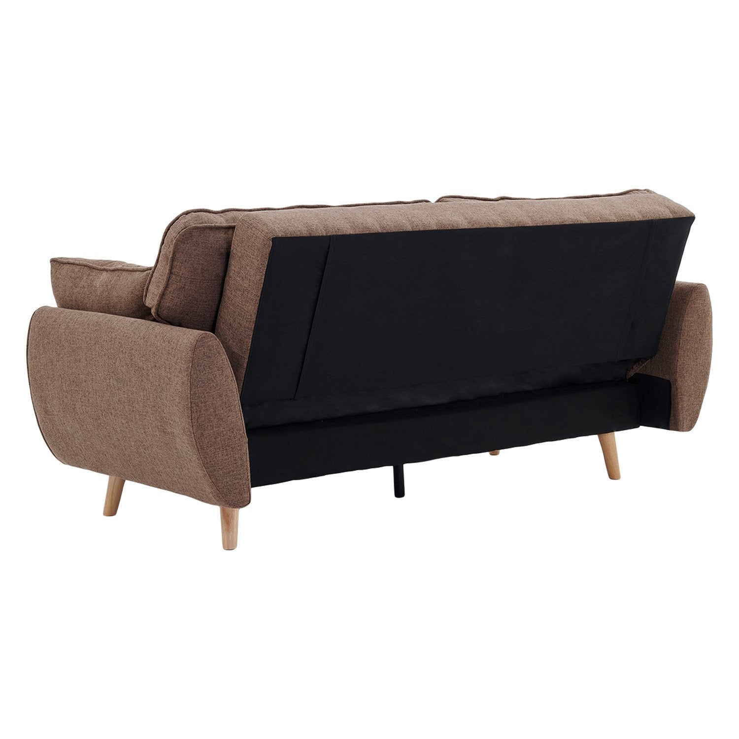 Sofas & Sofa Beds: Sarantino 3 Seater Modular Linen Fabric Sofa Bed Couch Futon Suite - Brown