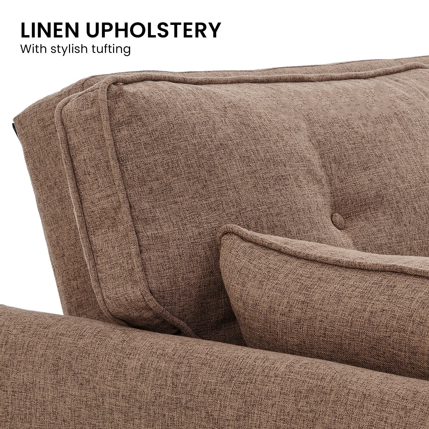 Sofas & Sofa Beds: Sarantino 3 Seater Modular Linen Fabric Sofa Bed Couch Futon Suite - Brown