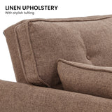 Sofas & Sofa Beds: Sarantino 3 Seater Modular Linen Fabric Sofa Bed Couch Futon Suite - Brown