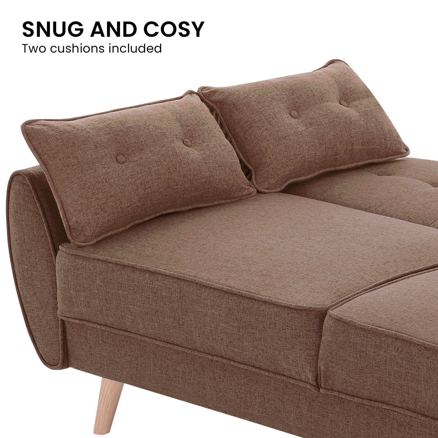 Sofas & Sofa Beds: Sarantino 3 Seater Modular Linen Fabric Sofa Bed Couch Futon Suite - Brown