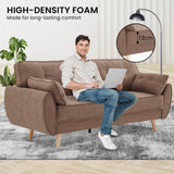 Sofas & Sofa Beds: Sarantino 3 Seater Modular Linen Fabric Sofa Bed Couch Futon Suite - Brown