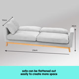 Arm Chairs & Recliners: Sarantino 3 Seater Faux Velvet Sofa Bed Couch Furniture Light Grey