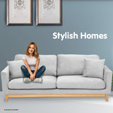 Arm Chairs & Recliners: Sarantino 3 Seater Faux Velvet Sofa Bed Couch Furniture Light Grey