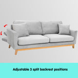 Arm Chairs & Recliners: Sarantino 3 Seater Faux Velvet Sofa Bed Couch Furniture Light Grey
