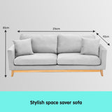 Arm Chairs & Recliners: Sarantino 3 Seater Faux Velvet Sofa Bed Couch Furniture Light Grey
