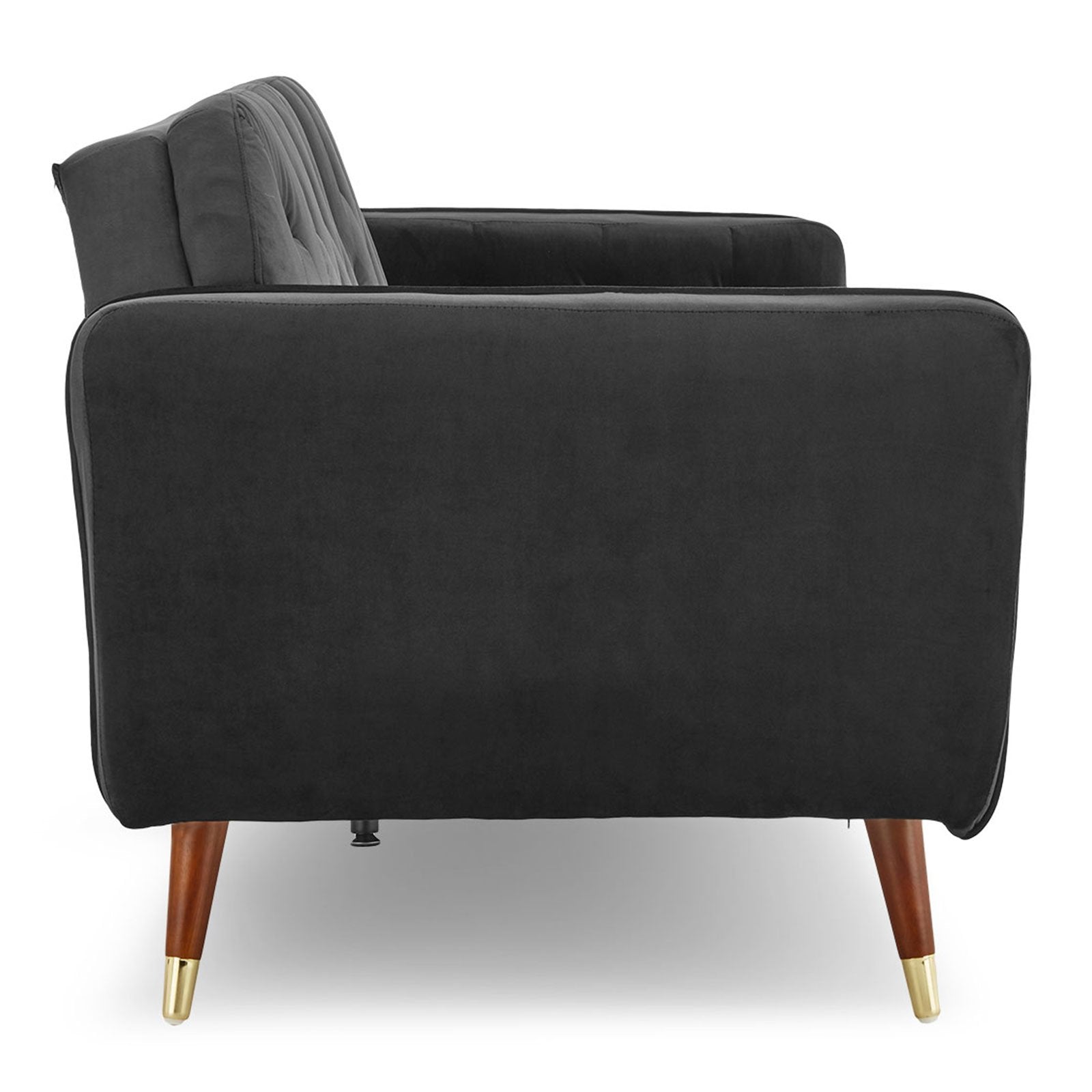 Arm Chairs & Recliners: Sarantino Faux Velvet Tufted Sofa Bed Couch Futon - Black