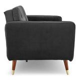 Arm Chairs & Recliners: Sarantino Faux Velvet Tufted Sofa Bed Couch Futon - Black