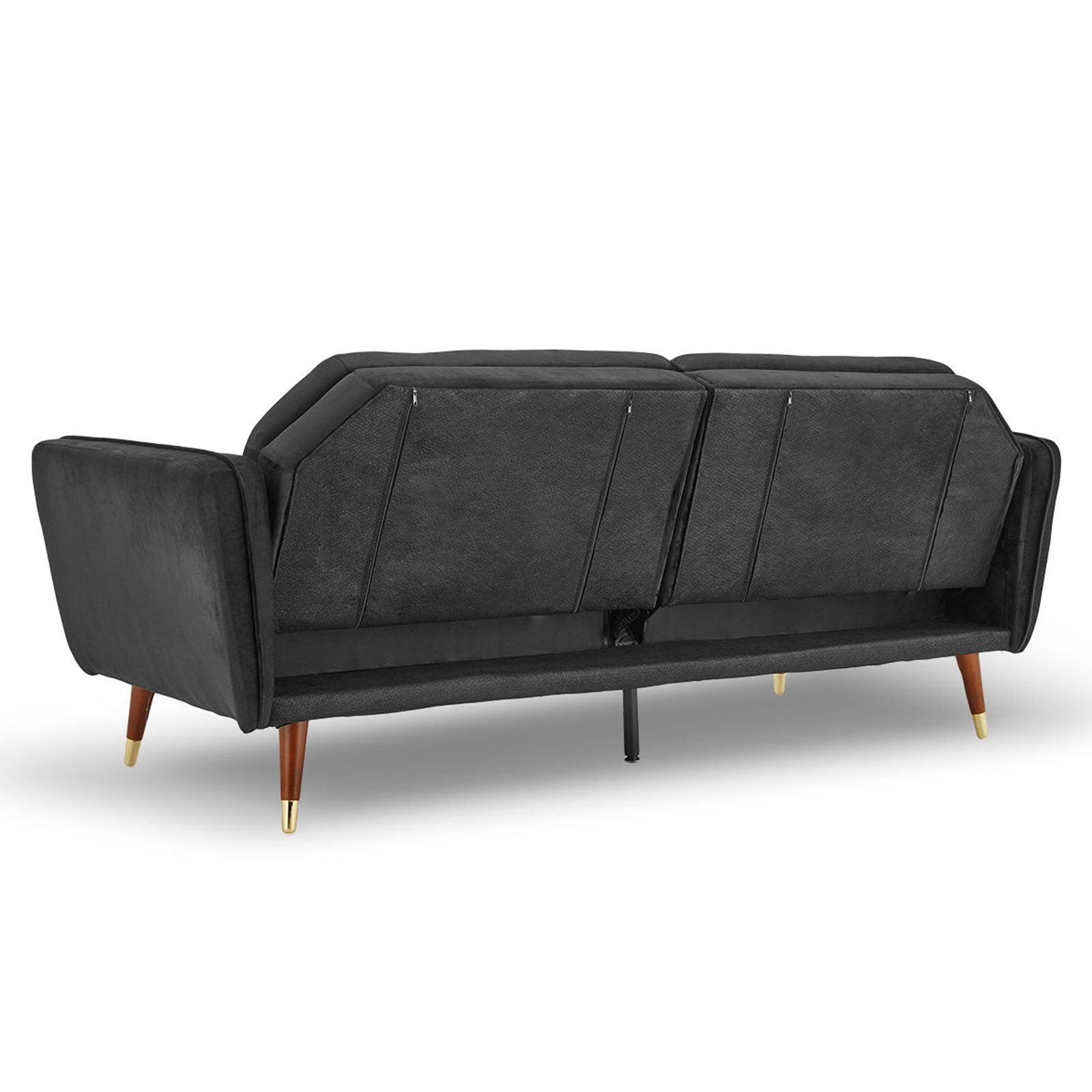 Arm Chairs & Recliners: Sarantino Faux Velvet Tufted Sofa Bed Couch Futon - Black