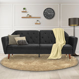Arm Chairs & Recliners: Sarantino Faux Velvet Tufted Sofa Bed Couch Futon - Black