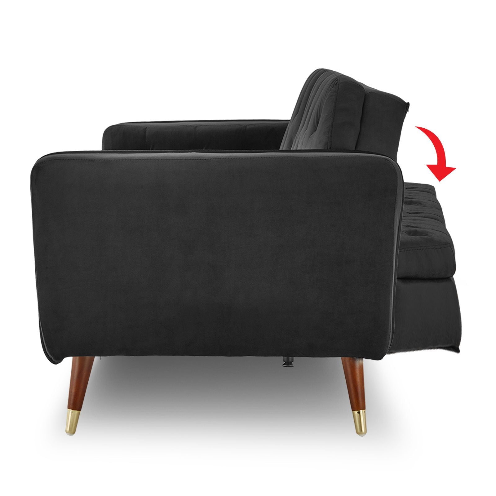 Arm Chairs & Recliners: Sarantino Faux Velvet Tufted Sofa Bed Couch Futon - Black