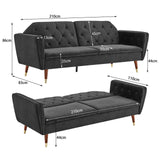 Arm Chairs & Recliners: Sarantino Faux Velvet Tufted Sofa Bed Couch Futon - Black