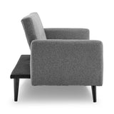 Arm Chairs & Recliners: Sarantino Tufted Faux Linen 3-Seater Sofa Bed with Armrests - Light Grey