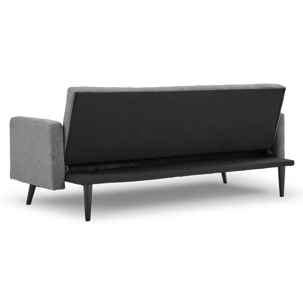 Arm Chairs & Recliners: Sarantino Tufted Faux Linen 3-Seater Sofa Bed with Armrests - Light Grey