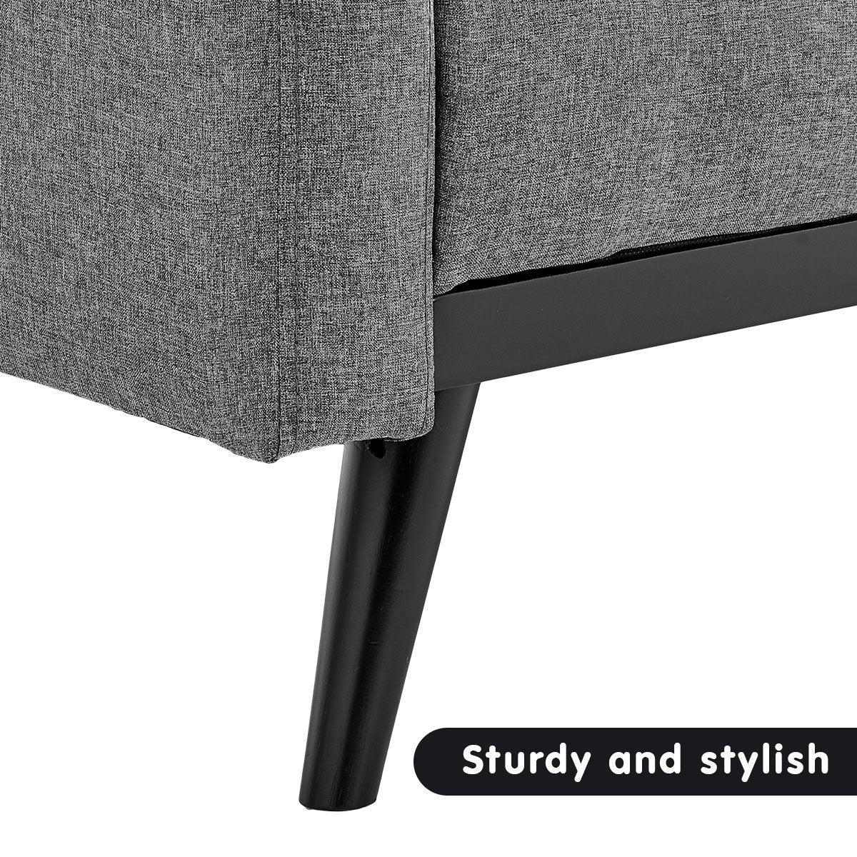 Arm Chairs & Recliners: Sarantino Tufted Faux Linen 3-Seater Sofa Bed with Armrests - Light Grey