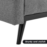 Arm Chairs & Recliners: Sarantino Tufted Faux Linen 3-Seater Sofa Bed with Armrests - Light Grey