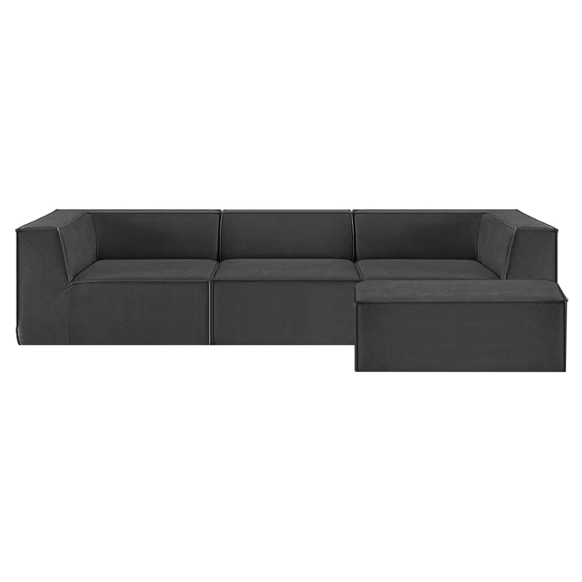 Sofas & Sofa Beds: Sarantino Novi 3-Seater Modular Sofa with Ottoman in Black Non-Slip Bottom Lounge