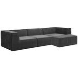Sofas & Sofa Beds: Sarantino Novi 3-Seater Modular Sofa with Ottoman in Black Non-Slip Bottom Lounge