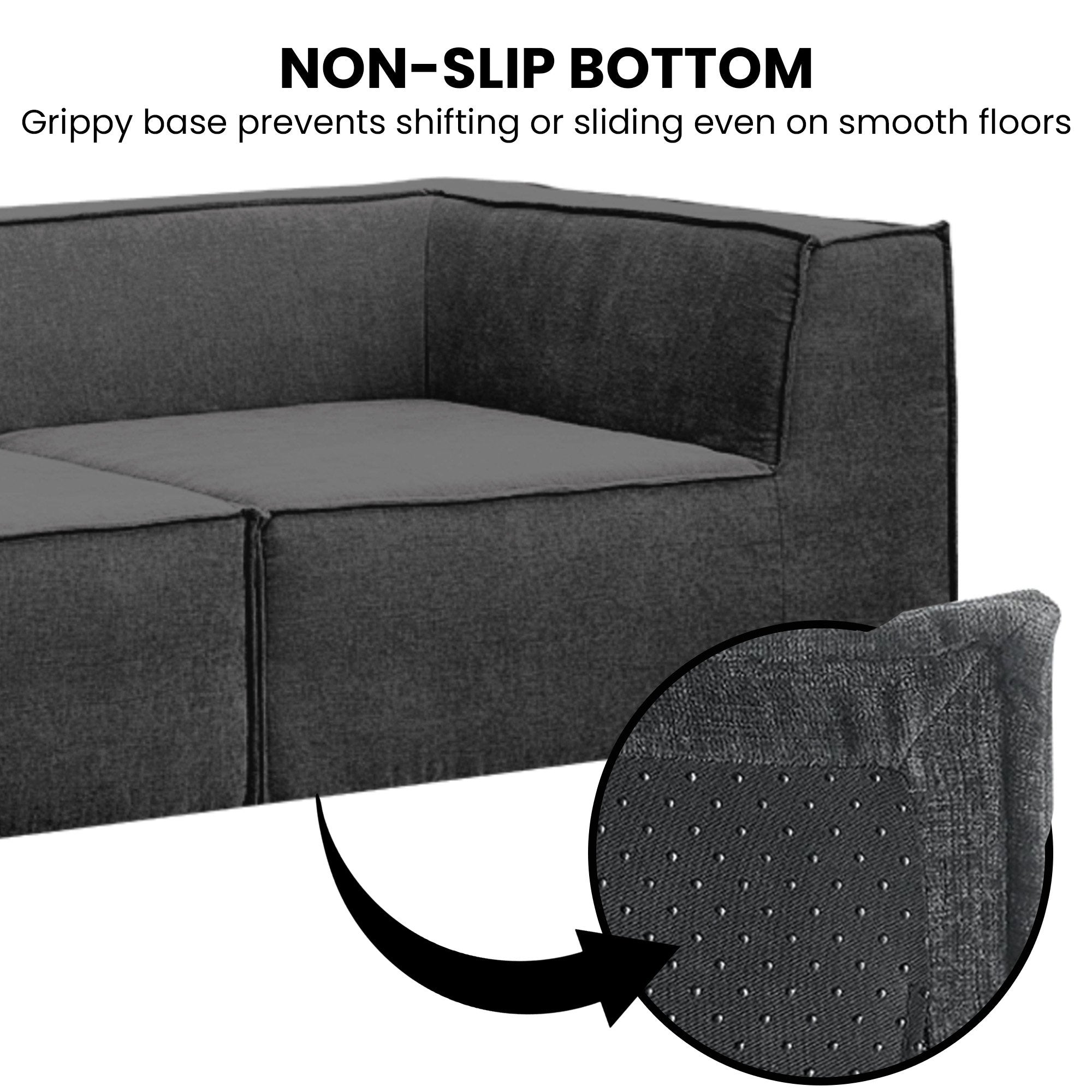 Sofas & Sofa Beds: Sarantino Novi 3-Seater Modular Sofa with Ottoman in Black Non-Slip Bottom Lounge