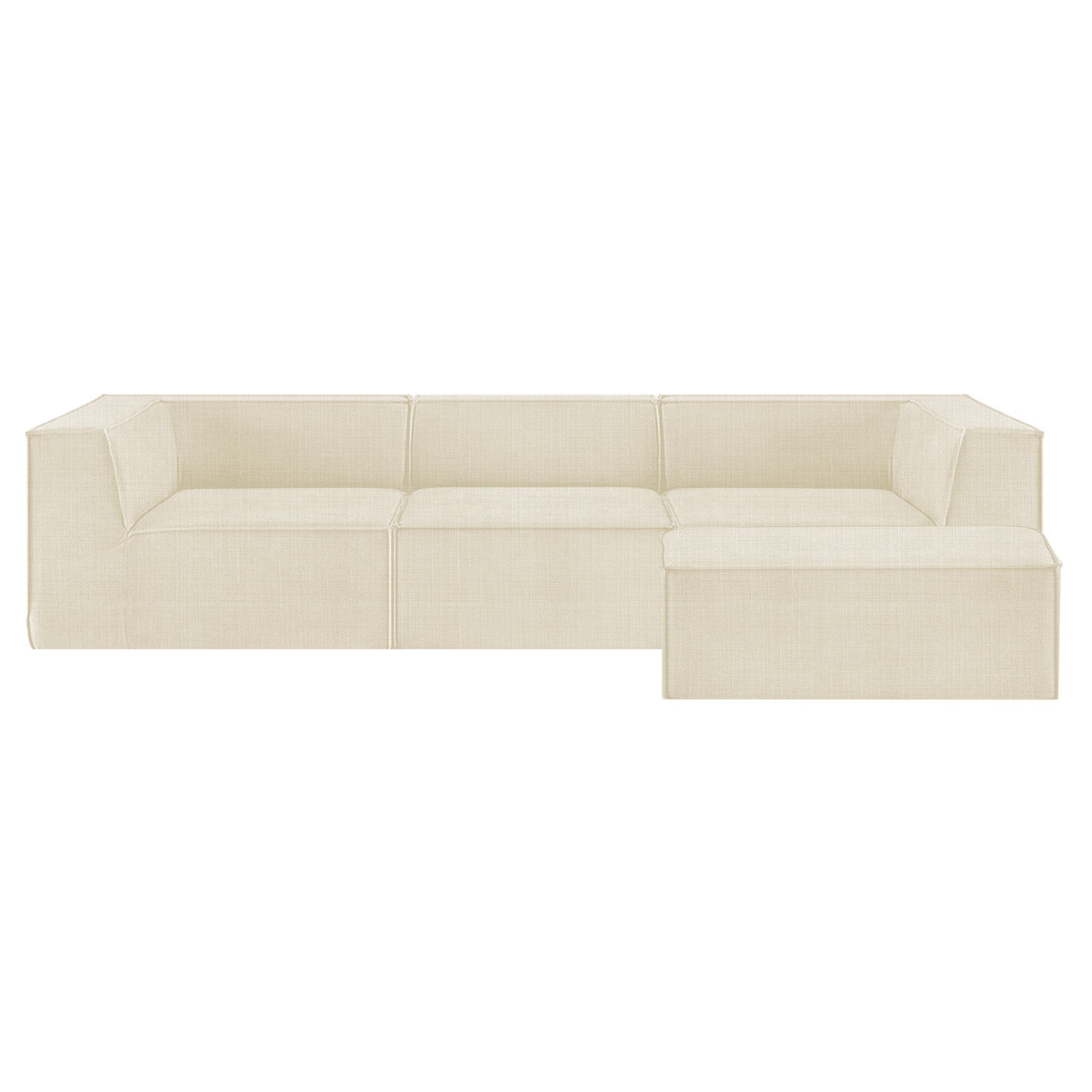 Sofas & Sofa Beds: Sarantino Novi 3-Seater Modular Sofa with Ottoman in Cream Non-Slip Bottom Lounge