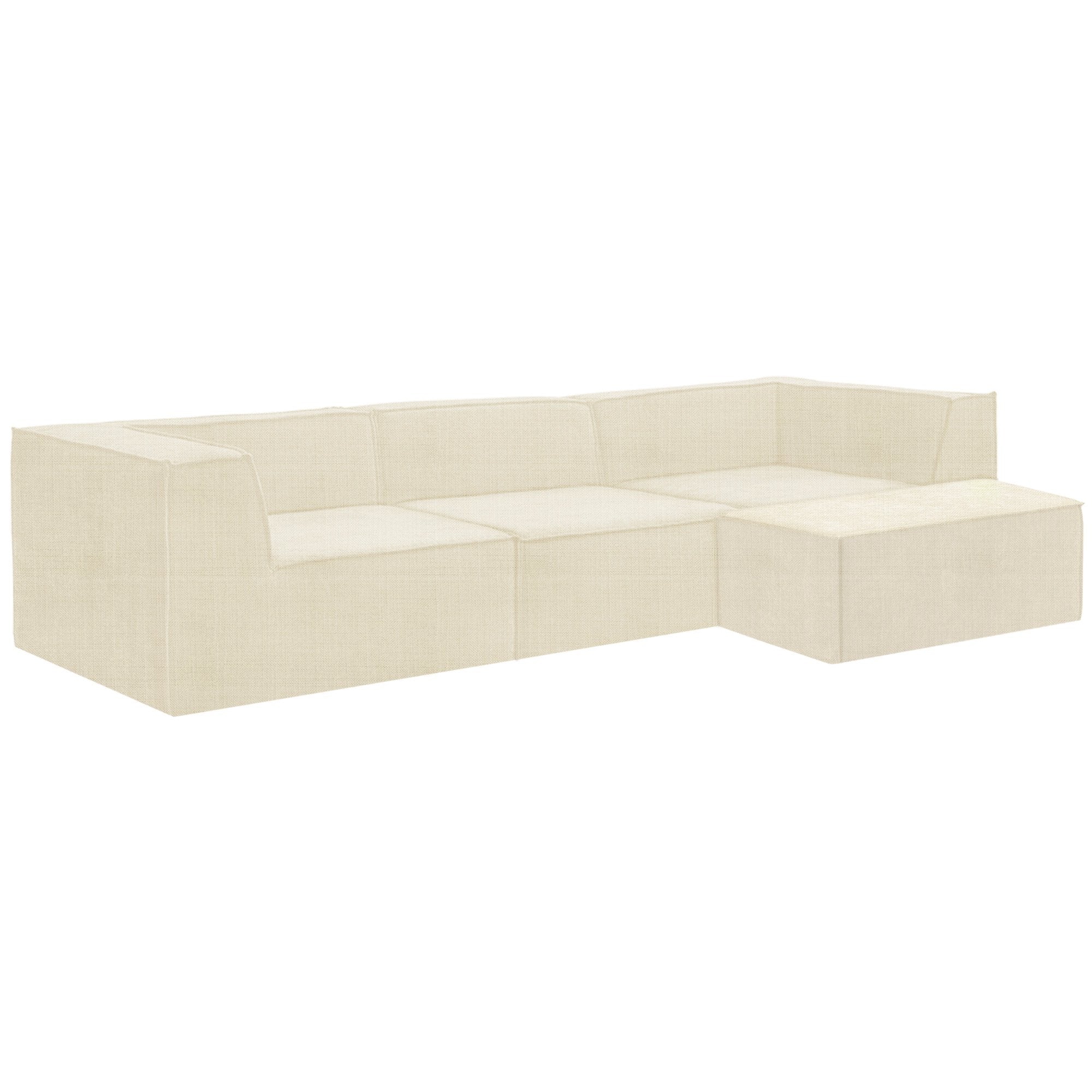 Sofas & Sofa Beds: Sarantino Novi 3-Seater Modular Sofa with Ottoman in Cream Non-Slip Bottom Lounge