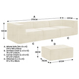 Sofas & Sofa Beds: Sarantino Novi 3-Seater Modular Sofa with Ottoman in Cream Non-Slip Bottom Lounge
