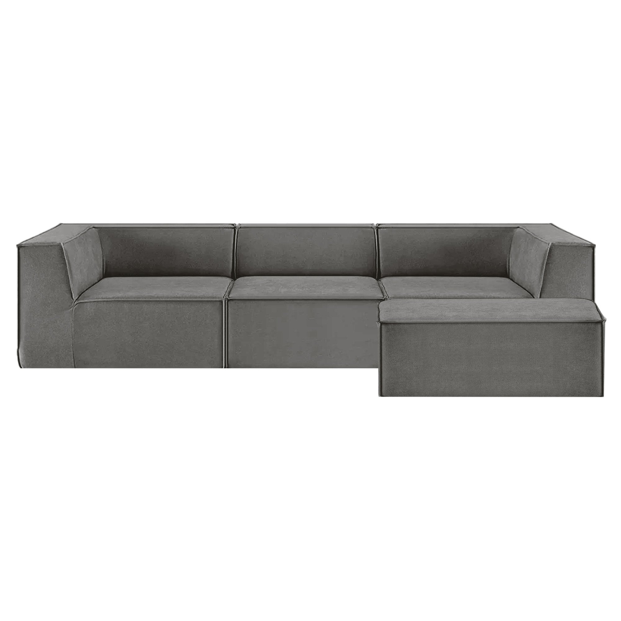 Sofas & Sofa Beds: Sarantino Novi 3-Seater Modular Sofa with Ottoman in Grey Non-Slip Bottom Lounge