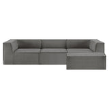 Sofas & Sofa Beds: Sarantino Novi 3-Seater Modular Sofa with Ottoman in Grey Non-Slip Bottom Lounge