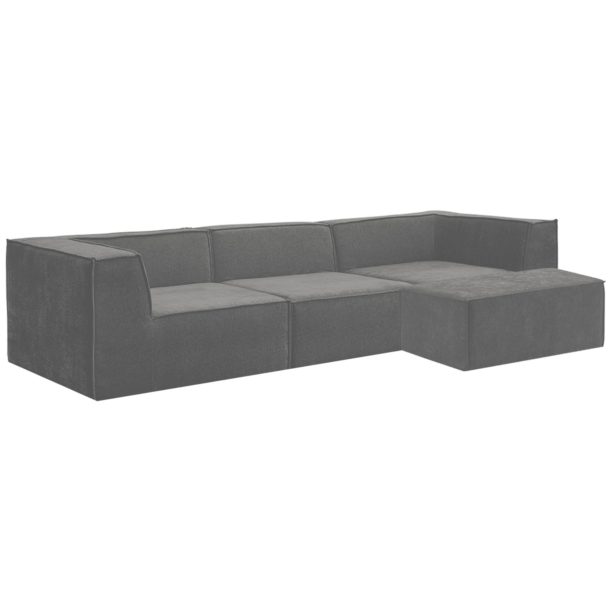 Sofas & Sofa Beds: Sarantino Novi 3-Seater Modular Sofa with Ottoman in Grey Non-Slip Bottom Lounge
