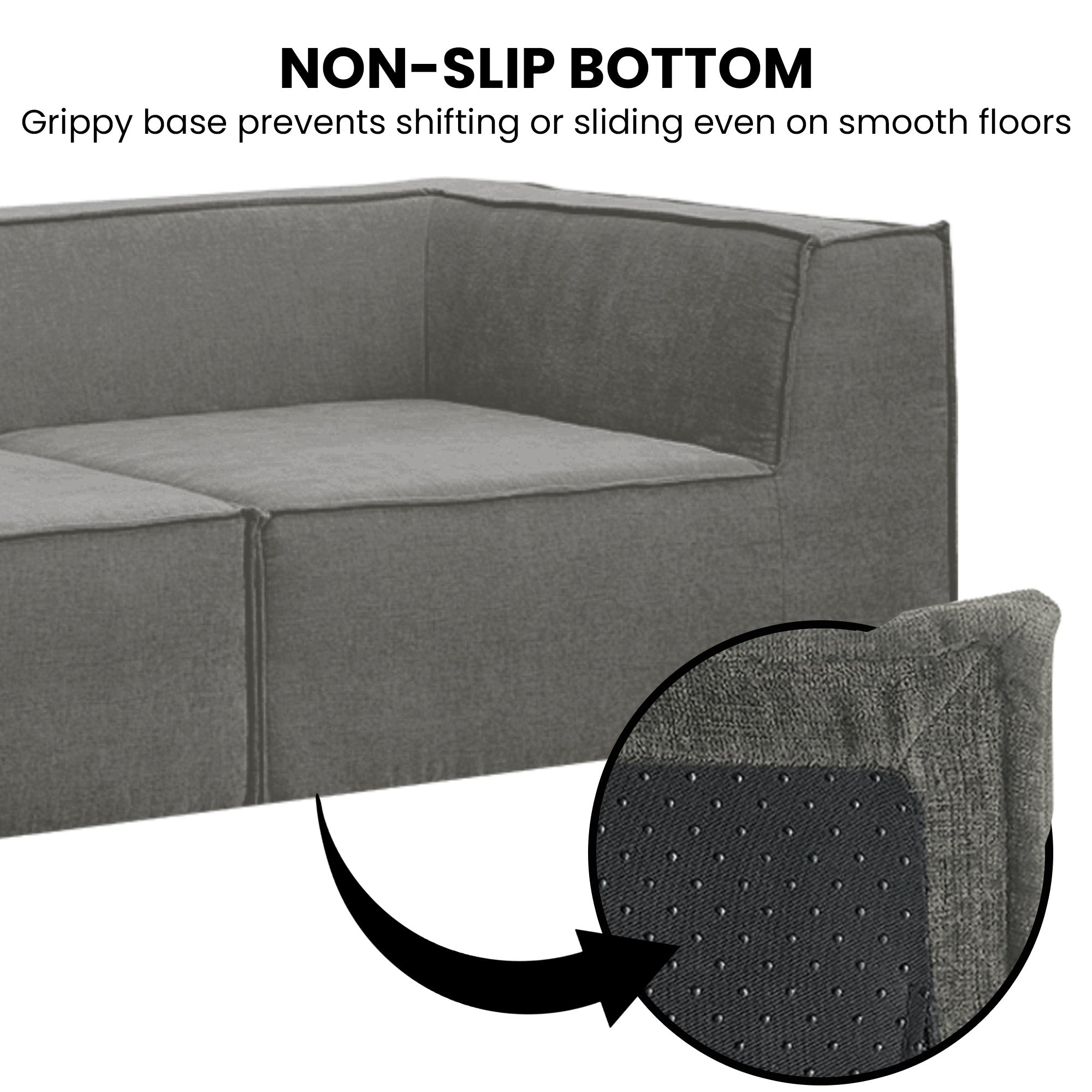 Sofas & Sofa Beds: Sarantino Novi 3-Seater Modular Sofa with Ottoman in Grey Non-Slip Bottom Lounge