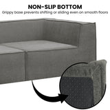 Sofas & Sofa Beds: Sarantino Novi 3-Seater Modular Sofa with Ottoman in Grey Non-Slip Bottom Lounge