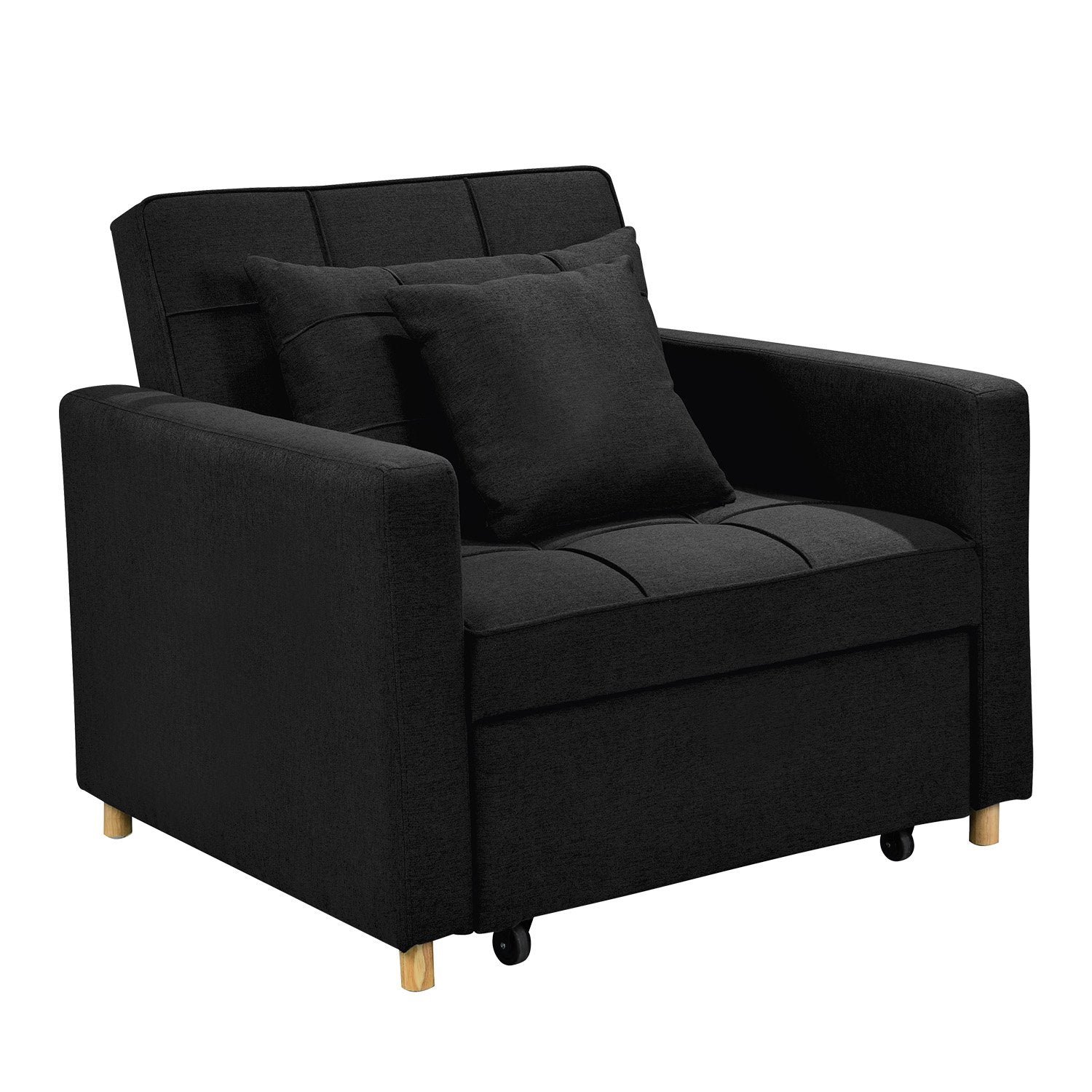 Arm Chairs & Recliners: Sarantino Suri 3-in-1 Convertible Lounge Chair Bed - Black